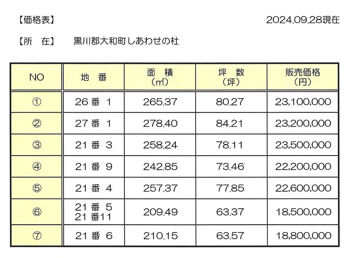 価格表：2024.09.28