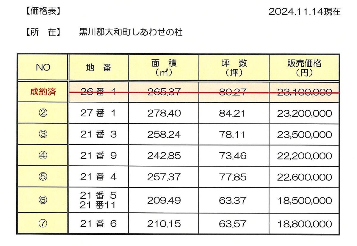 価格表：2024.11.14